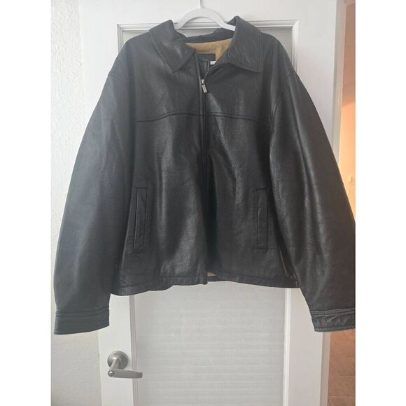 Mens Vintage Original Authentic Classic James Dean Black Leather Jacket Size XXL - Picture 1 of 10
